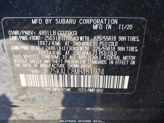 JF2SKALC8MH461924 Subaru Forester Sport