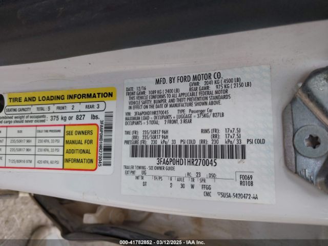 3FA6P0HD1HR270045 Ford FUSION SE