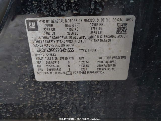 3GCUKSEC2FG421555 Chevrolet Silverado 1500 2lz