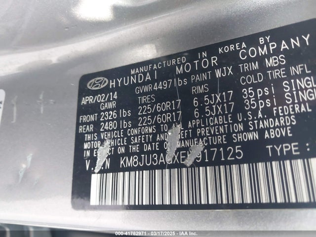 KM8JU3AGXEU917125 Hyundai TUCSON SE