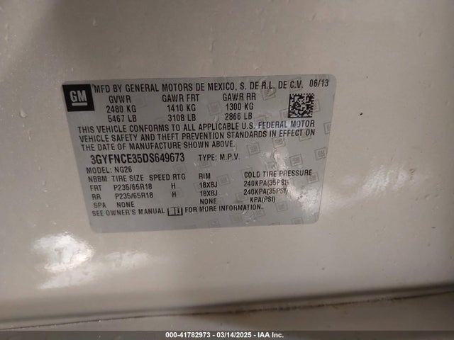 2013 CADILLAC SRX 3GYFNCE35DS649673 Photo 8