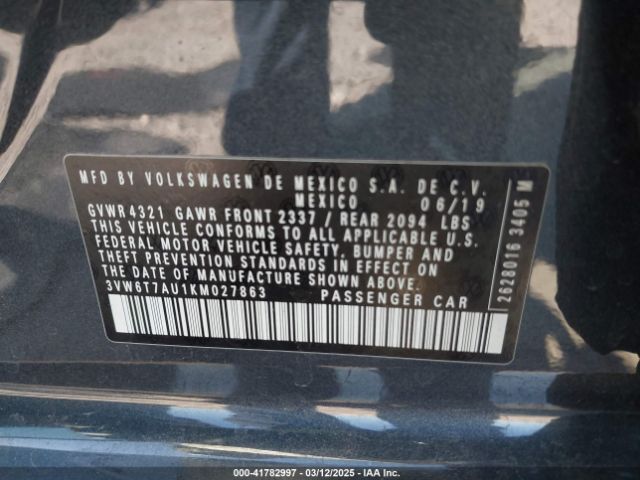 3VW6T7AU1KM027863 Volkswagen Golf Gti 2.0t Autobahn/2.0t Rabbit Edition/2.0t S/2.0t Se