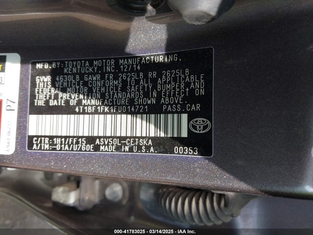 4T1BF1FK1FU014721 Toyota CAMRY SE
