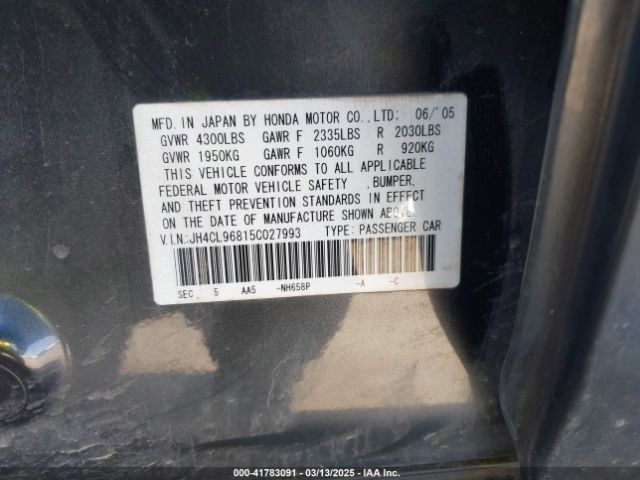 2005 ACURA TSX JH4CL96815C027993 Photo 8