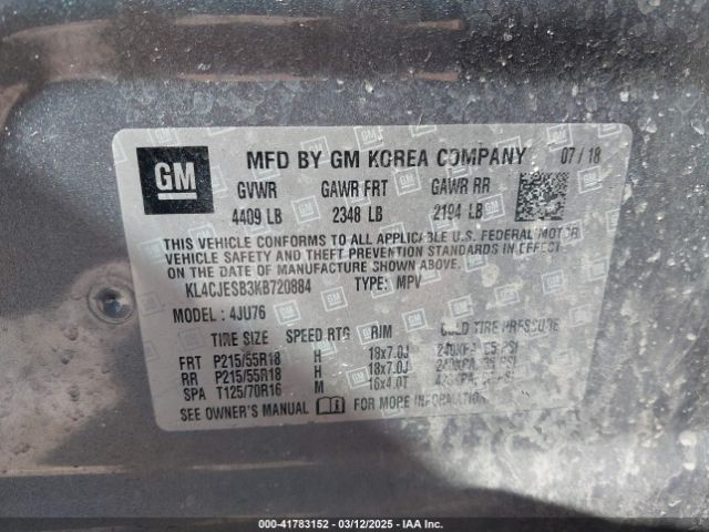 KL4CJESB3KB720884 Buick Encore Awd Preferred