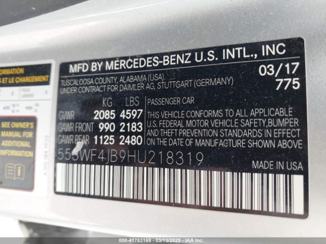 55SWF4JB9HU218319 Mercedes-Benz C 300 Luxury/sport