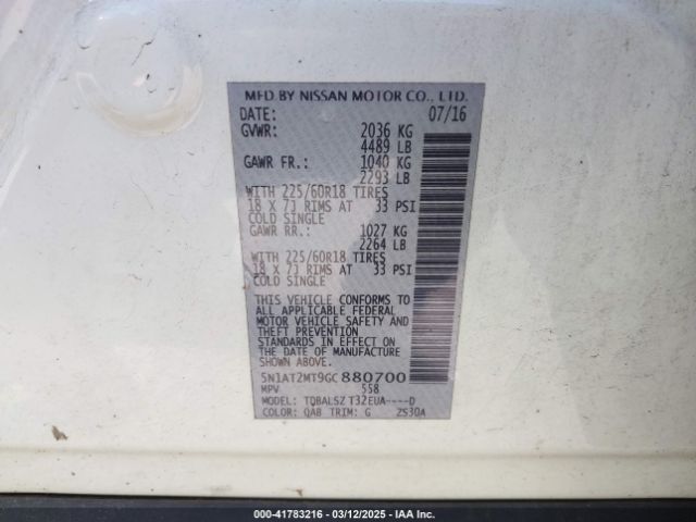 5N1AT2MT9GC880700 Nissan Rogue Sl
