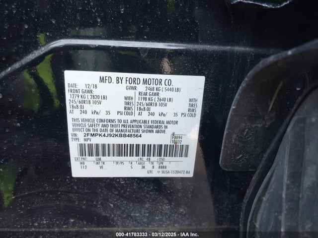 Ford EDGE SEL 2019 2FMPK4J92KBB48564 Image 9