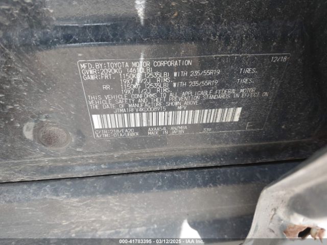 JTMA1RFV4KD008915 Toyota Rav4 Xle Premium