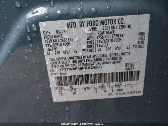 3FTTW8F95PRA24563 Ford Maverick Lariat