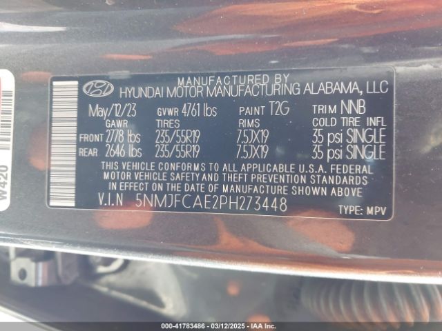 5NMJFCAE2PH273448 Hyundai TUCSON SEL