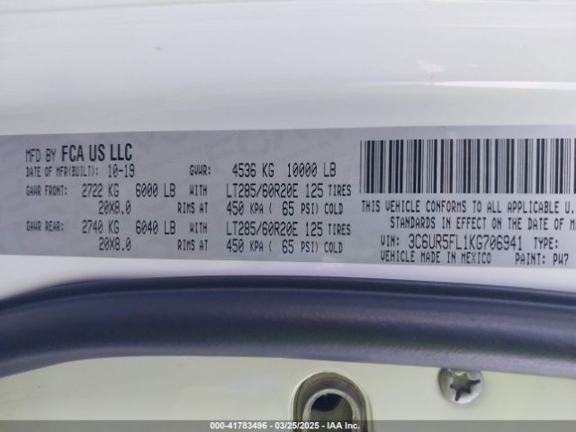 3C6UR5FL1KG706941 RAM 2500 Laramie  4x4 6'4 Box