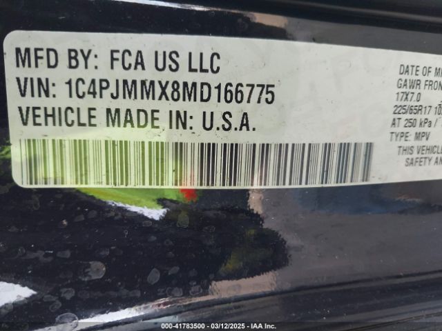 1C4PJMMX8MD166775 Jeep Cherokee Latitude Lux 4x4