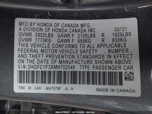 2HGFC1F3XMH702046 Honda CIVIC EX