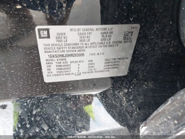 1GKS2HKJ0HR263995 GMC YUKON XL DENALI