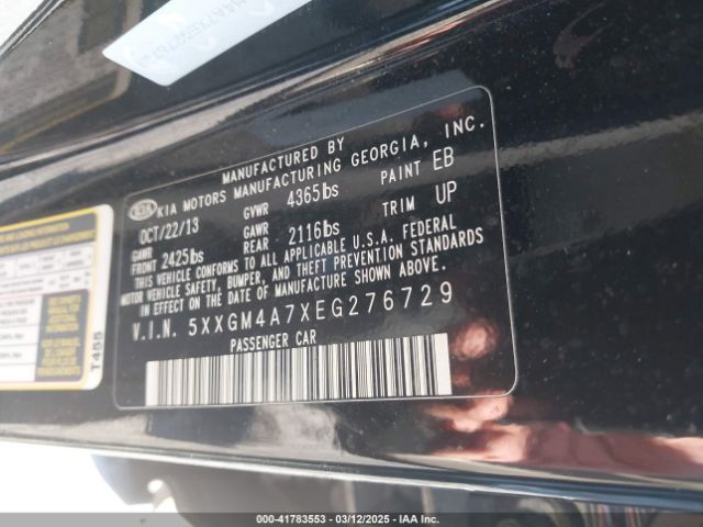 5XXGM4A7XEG276729 KIA Optima Lx