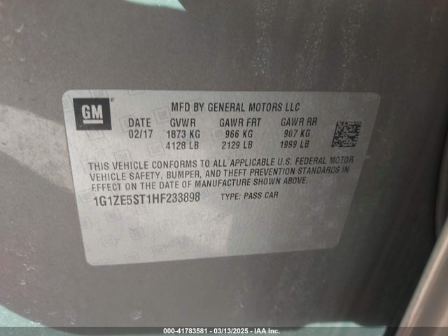 1G1ZE5ST1HF233898 Chevrolet MALIBU 1LT