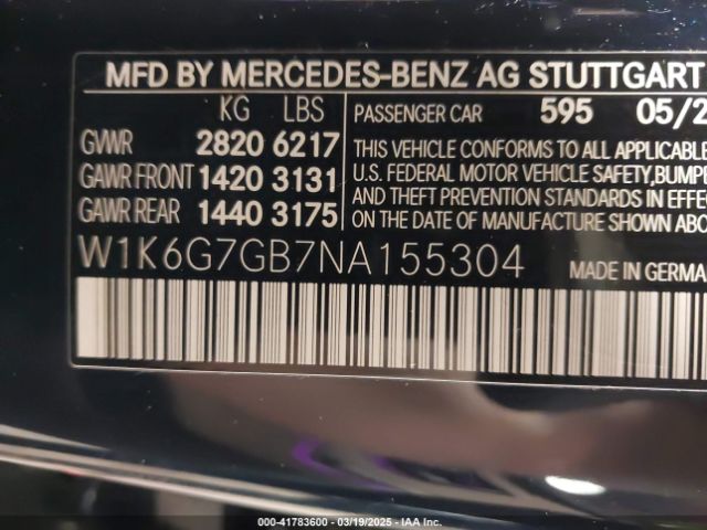 W1K6G7GB7NA155304 Mercedes-Benz S 580 4matic