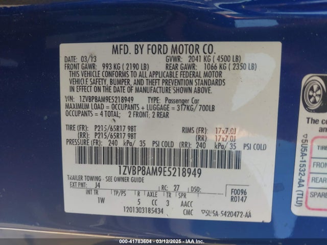 1ZVBP8AM9E5218949 Ford Mustang V6