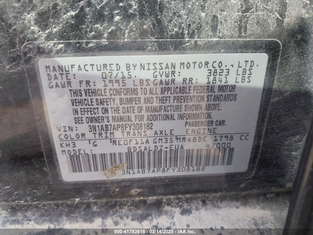 3N1AB7AP8FY308182 Nissan SENTRA SV