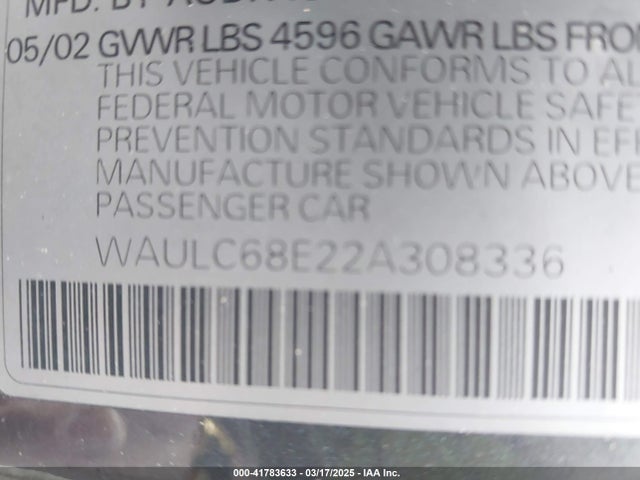 2002 AUDI A4 WAULC68E22A308336 Photo 8