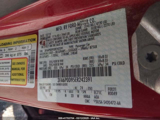 3FA6P0D95ER242391 Ford Fusion Titanium