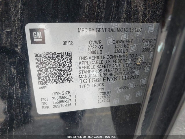 1GTG6FEN7K1114207 GMC Canyon All Terrain W/cloth