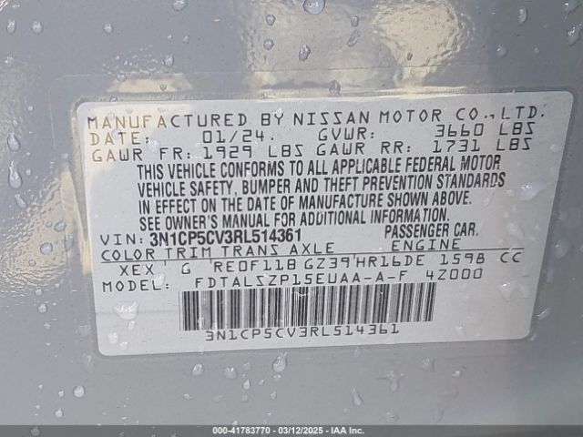 3N1CP5CV3RL514361 Nissan Kicks Sv Xtronic Cvt