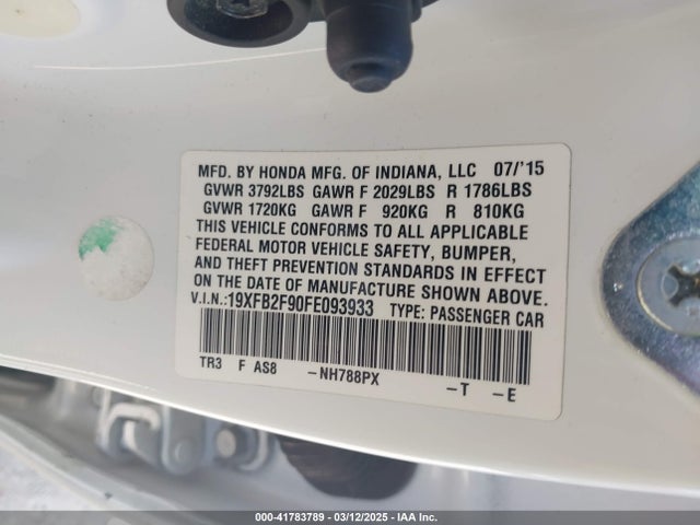 Honda Civic Ex-l 2015 19XFB2F90FE093933 Image 9