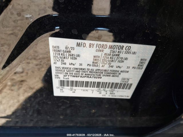 3FTTW8F92PRA70299 Ford Maverick Lariat