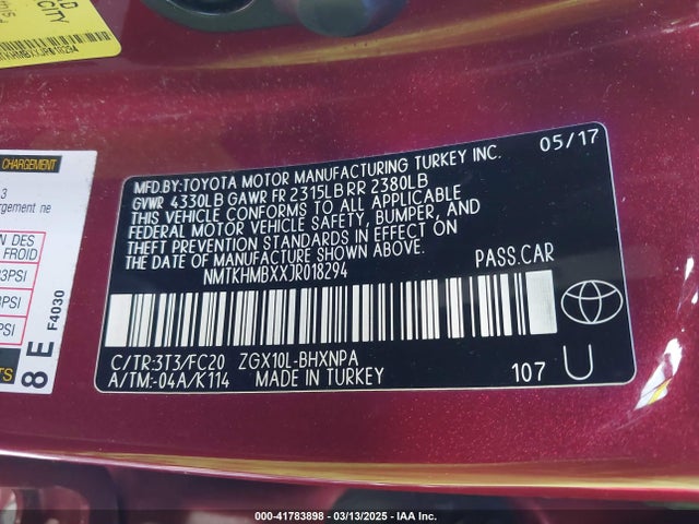 NMTKHMBXXJR018294 Toyota 3zr-fae