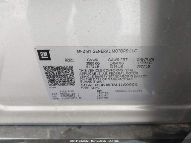 5GAERBKW3MJ169990 Buick Enclave Fwd Essence