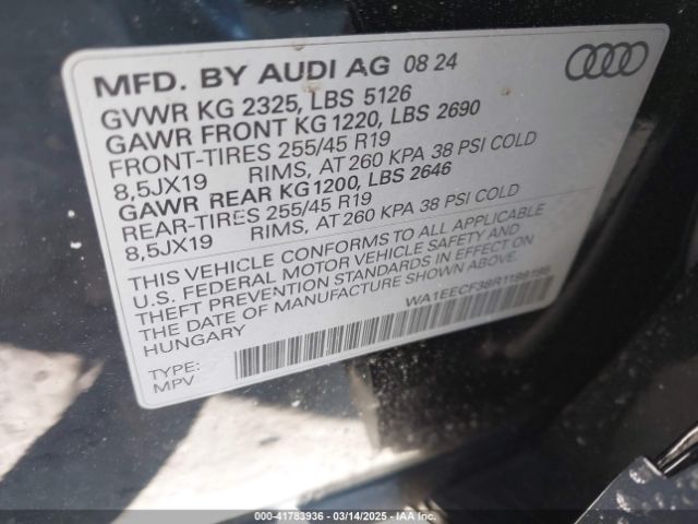 WA1EECF38R1199195 Audi Q3 Premium Plus 45 Tfsi S Line Quattro Tiptronic