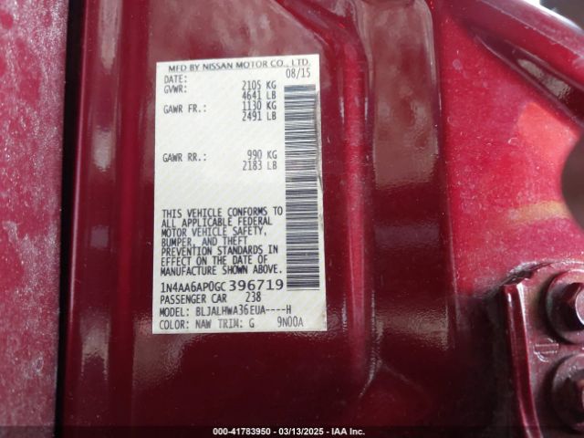 1N4AA6AP0GC396719 Nissan Maxima 3.5 Platinum