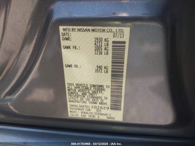 Nissan Altima 2.5 Sv 2014 1N4AL3AP2EC102629 Image 9