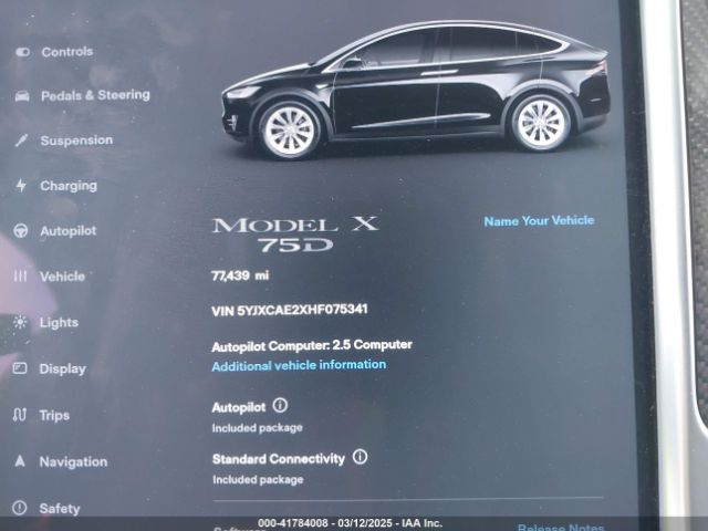 5YJXCAE2XHF075341 Tesla Model X 100d/75d/90d