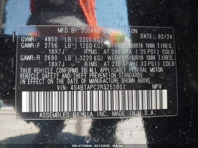 4S4BTAPC2R3252801 Subaru Outback Touring