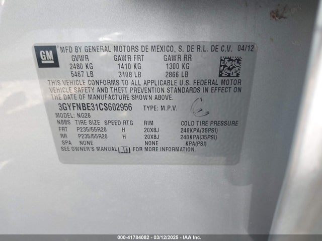 2012 CADILLAC SRX 3GYFNBE31CS602956 Photo 8