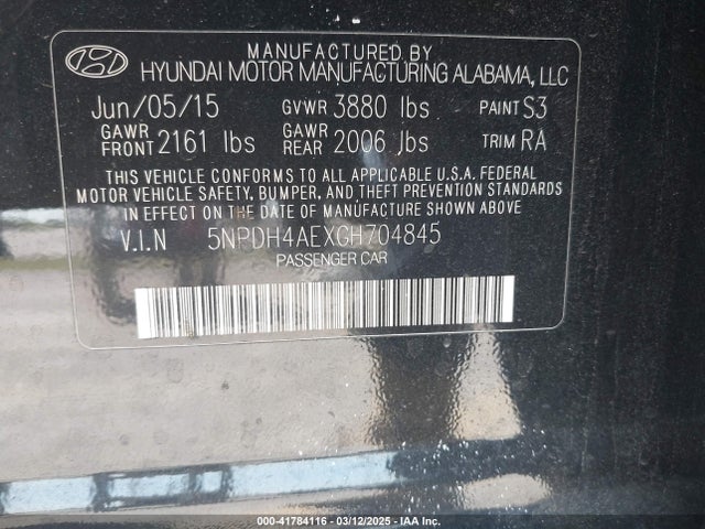 Hyundai ELANTRA SE 2016 5NPDH4AEXGH704845 Image 9