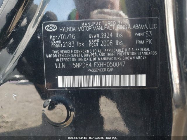 5NPD84LFXHH050047 Hyundai ELANTRA SE