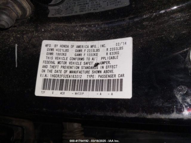 1HGCR2F52EA163012 Honda Accord Sport