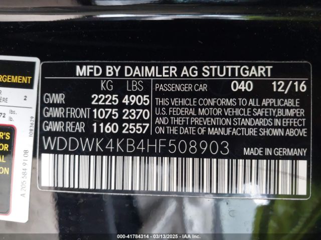 WDDWK4KB4HF508903 Mercedes-Benz C 300 4matic