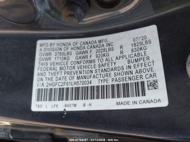 2HGFC2F61LH570034 Honda Civic Lx