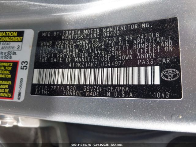 4T1KZ1AK7LU044977 Toyota Camry Xse V6
