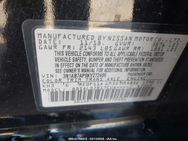 3N1AB7AP8KY272486 Nissan SENTRA SV