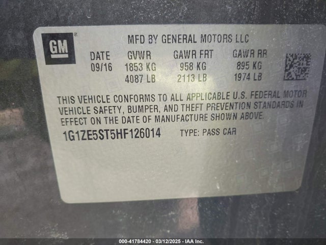 Chevrolet MALIBU 1LT 2017 1G1ZE5ST5HF126014 Image 9