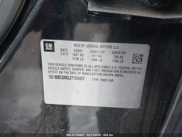 1G1BB5SM2J7150497 Chevrolet Cruze Ls Manual