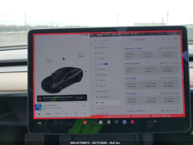 5YJ3E1EA1MF857568 Tesla Model 3 Standard Range Plus Rear-wheel Drive
