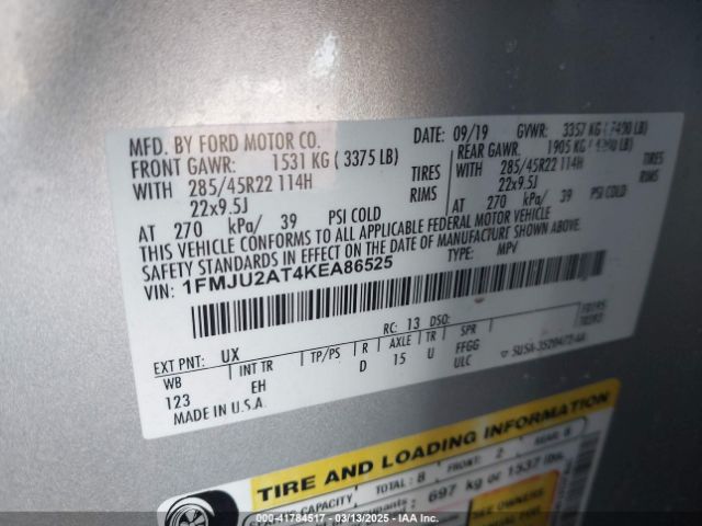 1FMJU2AT4KEA86525 Ford Expedition Limited