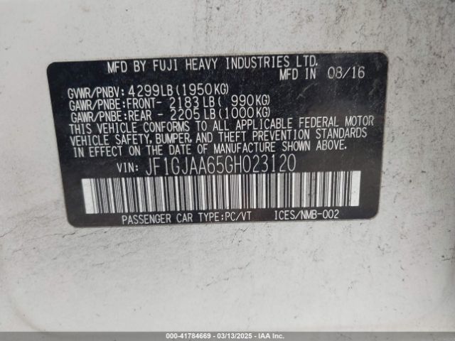 JF1GJAA65GH023120 Subaru Impreza 2.0i